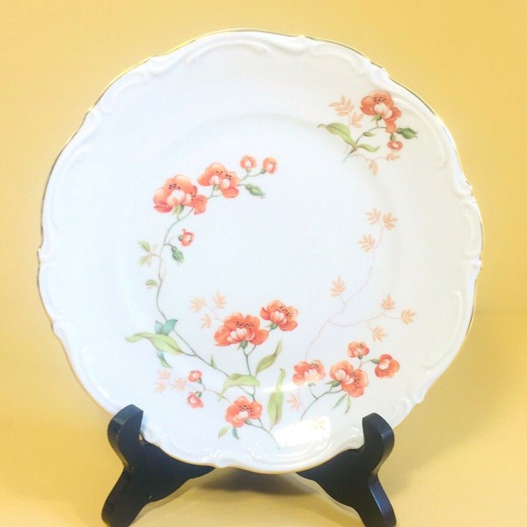 Mitterteich 7.5” White Floral Gold Trimmed Salad/Dessert Plate Bavaria Germany - Picture 1 of 7